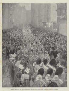 Troupes coloniales pour le Cap, départ des Lancers de Nouvelle-Galles du Sud, la scène à Fenchurch Street